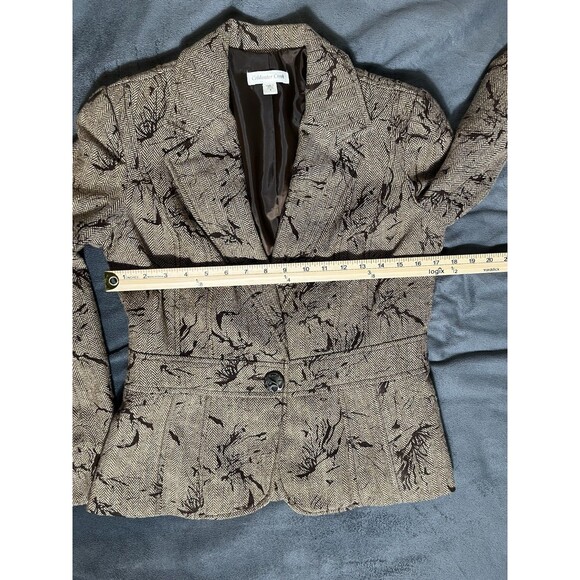 COLDWATER CREEK Tweed Blazer Jacket Size 4 Brown Print - Picture 5 of 13